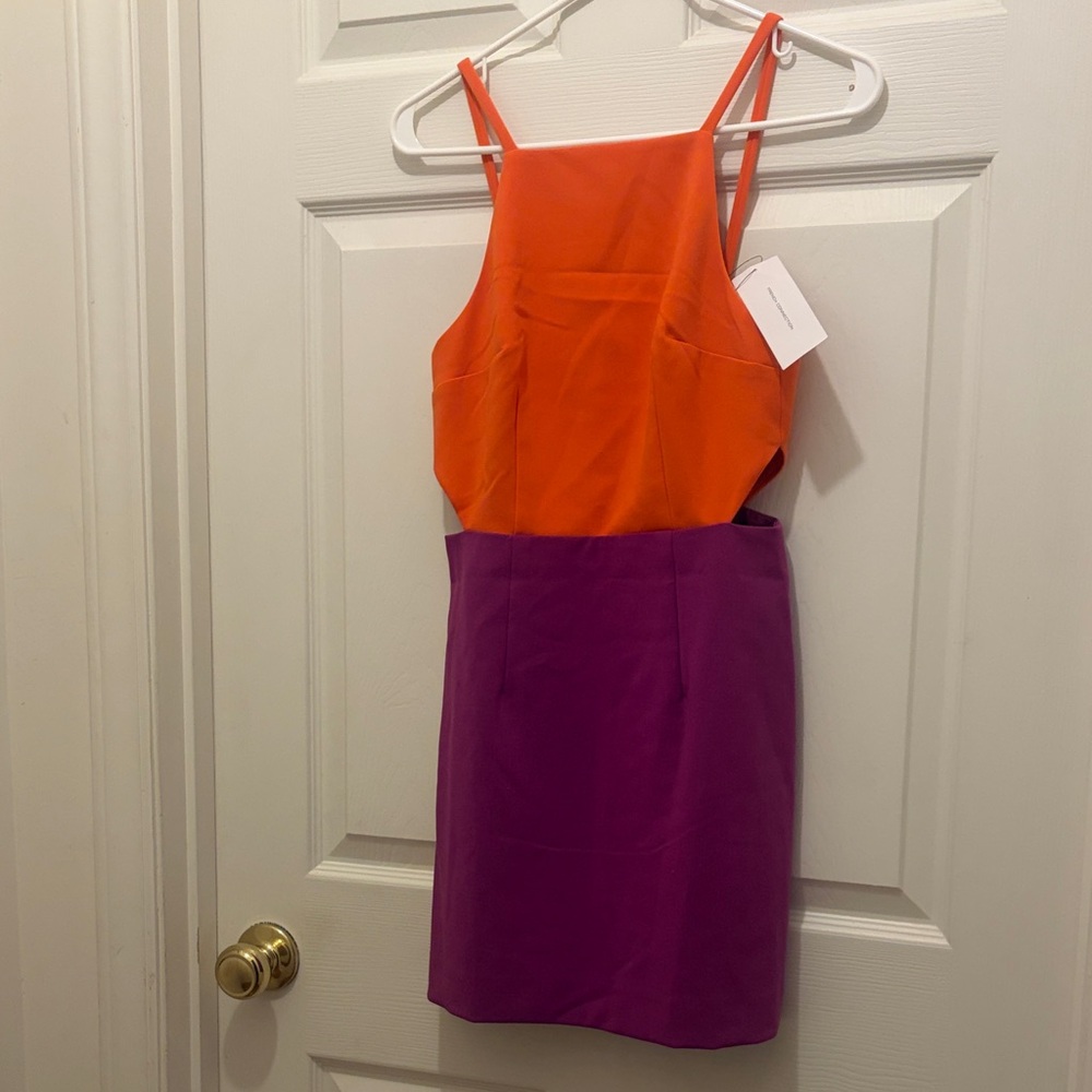French Connection Orange and Purple Colorblock Dress